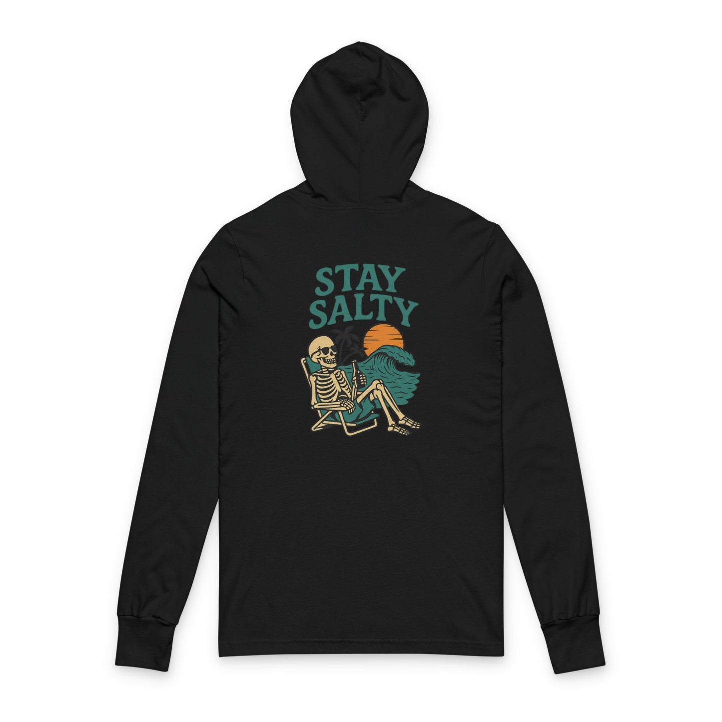 Stay Salty Skeleton Unisex Hooded Long Sleeve Tee - Casual Beach Vibe