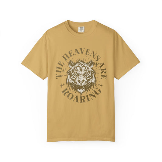 Heavenly Roar Unisex T-Shirt | Spiritual Apparel, Lion Graphic Tee, Gift for Nature Lovers, Inspirational Clothing, Summer Fashion