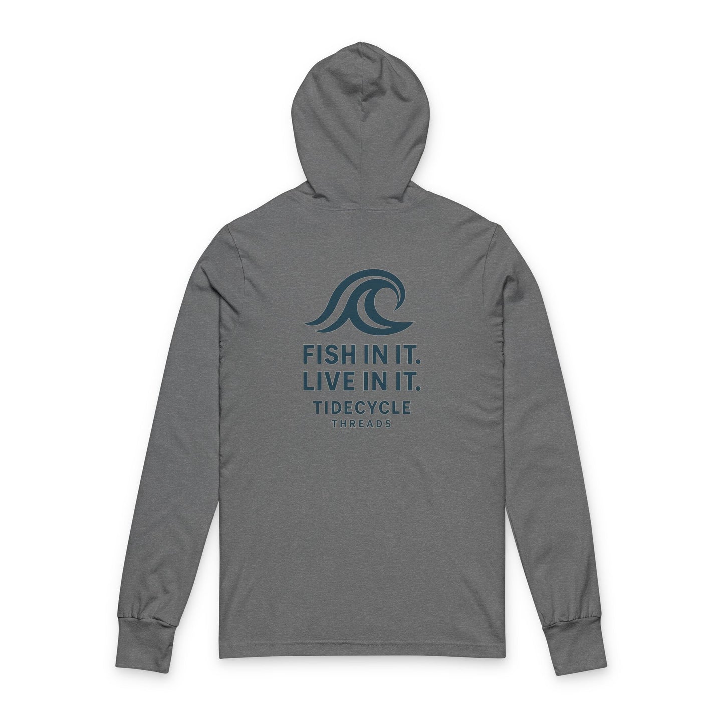 Unisex Hooded Long Sleeve Tee - ‘Fish In It, Live In It’ - Perfect for Fishing Enthusiasts & Ocean Lovers