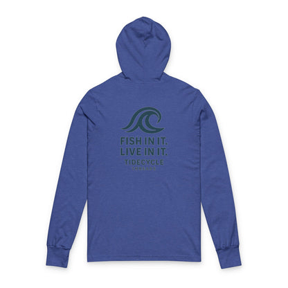 Unisex Hooded Long Sleeve Tee - ‘Fish In It, Live In It’ - Perfect for Fishing Enthusiasts & Ocean Lovers