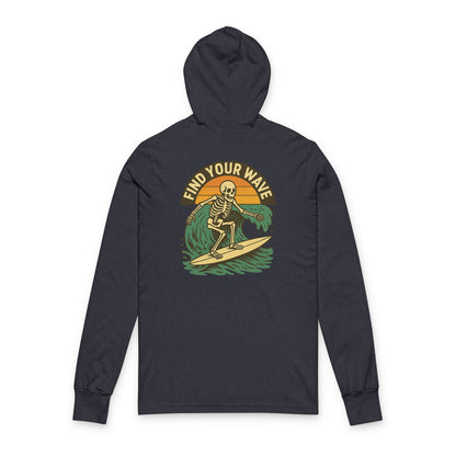 Find Your Wave Skeleton Surfing Unisex Hooded Long Sleeve Tee