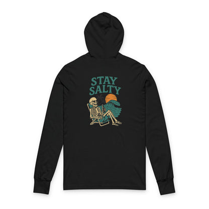 Stay Salty Skeleton Unisex Hooded Long Sleeve Tee - Casual Beach Vibe