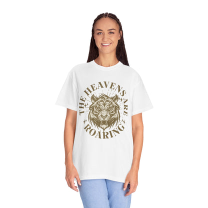 Heavenly Roar Unisex T-Shirt | Spiritual Apparel, Lion Graphic Tee, Gift for Nature Lovers, Inspirational Clothing, Summer Fashion