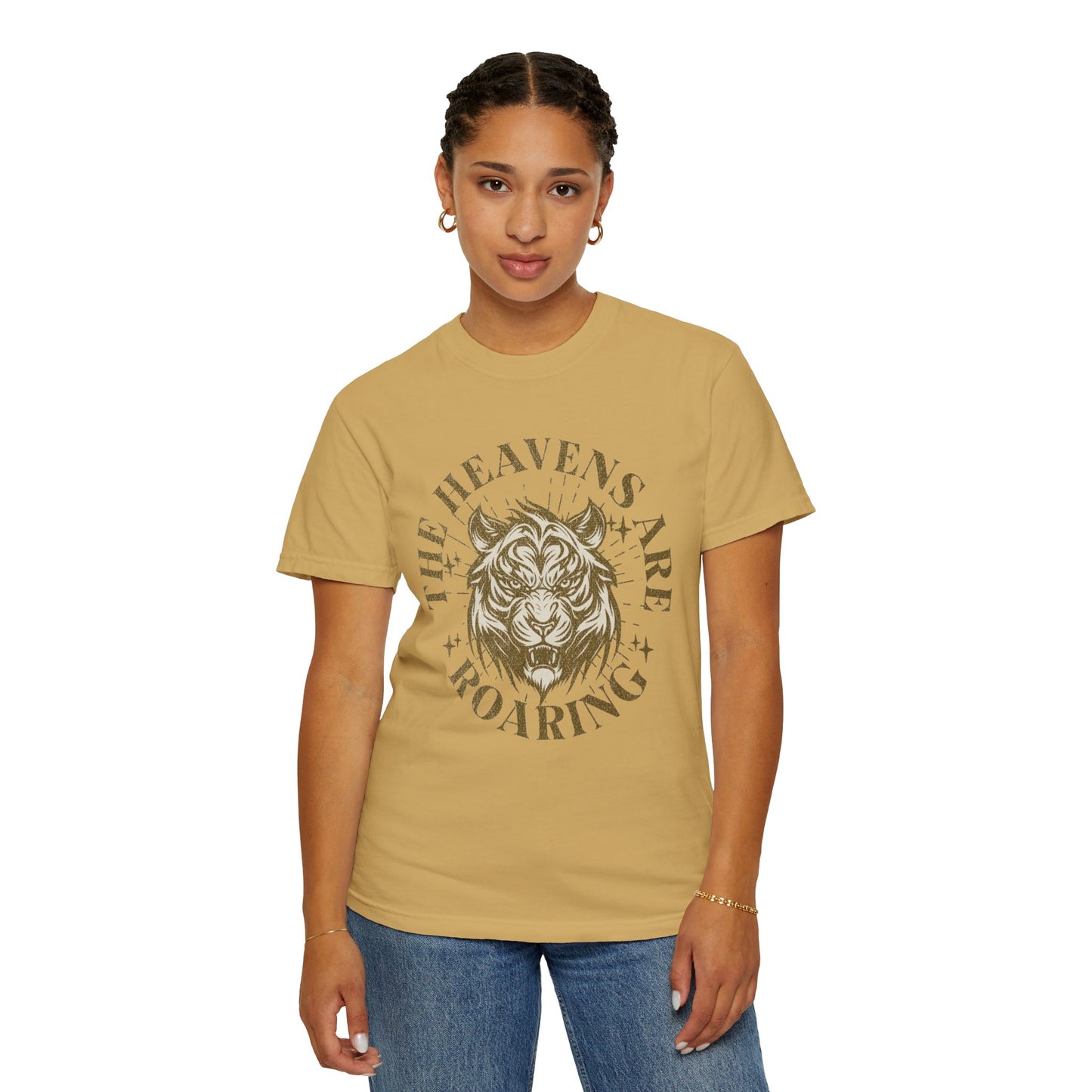Heavenly Roar Unisex T-Shirt | Spiritual Apparel, Lion Graphic Tee, Gift for Nature Lovers, Inspirational Clothing, Summer Fashion