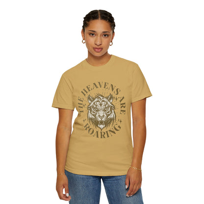 Heavenly Roar Unisex T-Shirt | Spiritual Apparel, Lion Graphic Tee, Gift for Nature Lovers, Inspirational Clothing, Summer Fashion