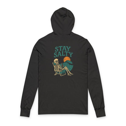 Stay Salty Skeleton Unisex Hooded Long Sleeve Tee - Casual Beach Vibe