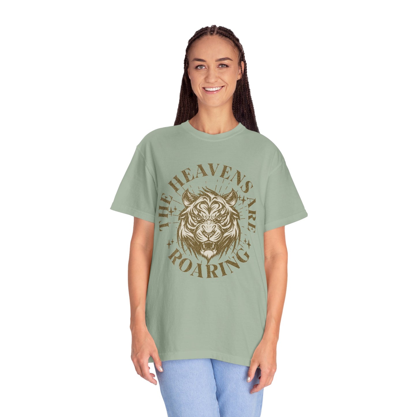 Heavenly Roar Unisex T-Shirt | Spiritual Apparel, Lion Graphic Tee, Gift for Nature Lovers, Inspirational Clothing, Summer Fashion