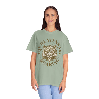 Heavenly Roar Unisex T-Shirt | Spiritual Apparel, Lion Graphic Tee, Gift for Nature Lovers, Inspirational Clothing, Summer Fashion