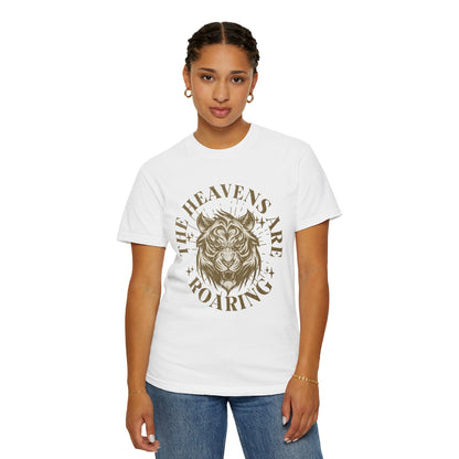 Heavenly Roar Unisex T-Shirt | Spiritual Apparel, Lion Graphic Tee, Gift for Nature Lovers, Inspirational Clothing, Summer Fashion