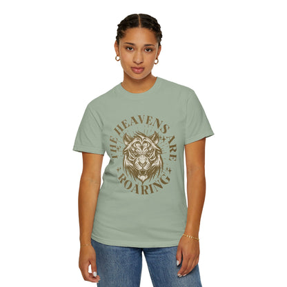 Heavenly Roar Unisex T-Shirt | Spiritual Apparel, Lion Graphic Tee, Gift for Nature Lovers, Inspirational Clothing, Summer Fashion