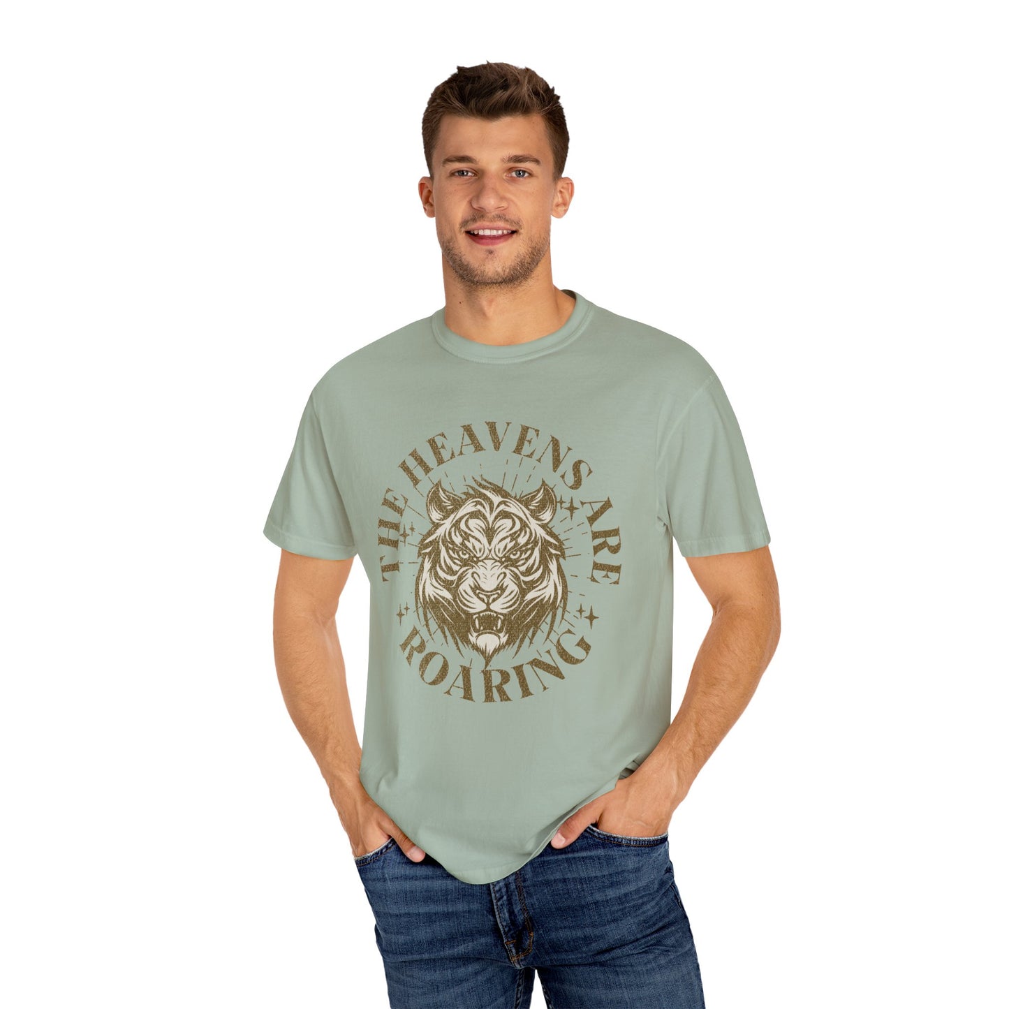Heavenly Roar Unisex T-Shirt | Spiritual Apparel, Lion Graphic Tee, Gift for Nature Lovers, Inspirational Clothing, Summer Fashion