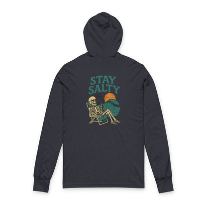Stay Salty Skeleton Unisex Hooded Long Sleeve Tee - Casual Beach Vibe