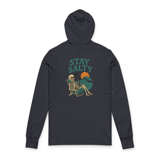 Stay Salty Skeleton Unisex Hooded Long Sleeve Tee - Casual Beach Vibe