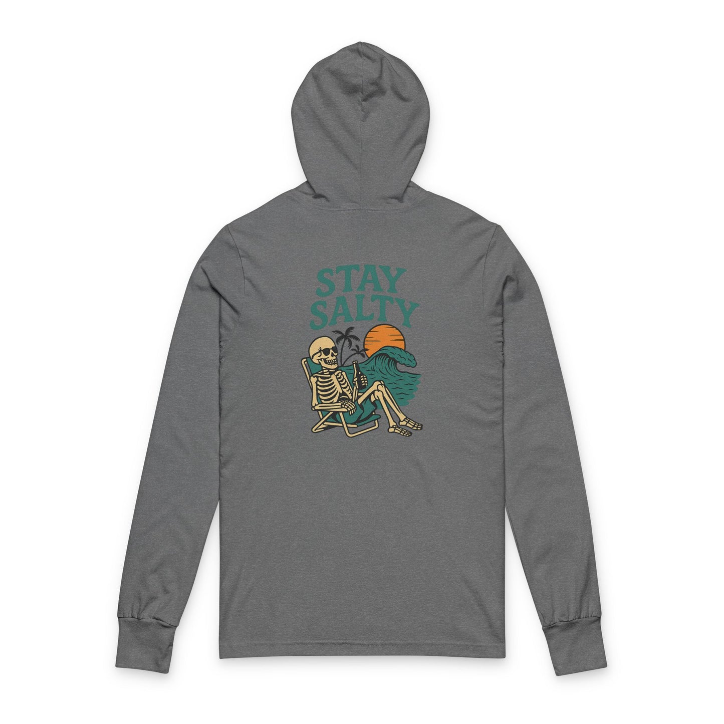 Stay Salty Skeleton Unisex Hooded Long Sleeve Tee - Casual Beach Vibe