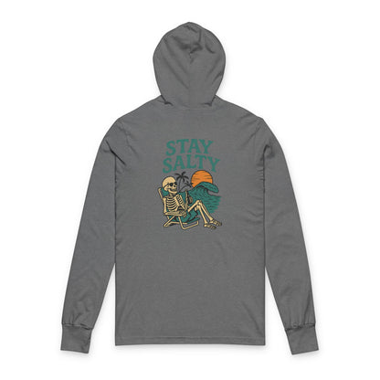 Stay Salty Skeleton Unisex Hooded Long Sleeve Tee - Casual Beach Vibe
