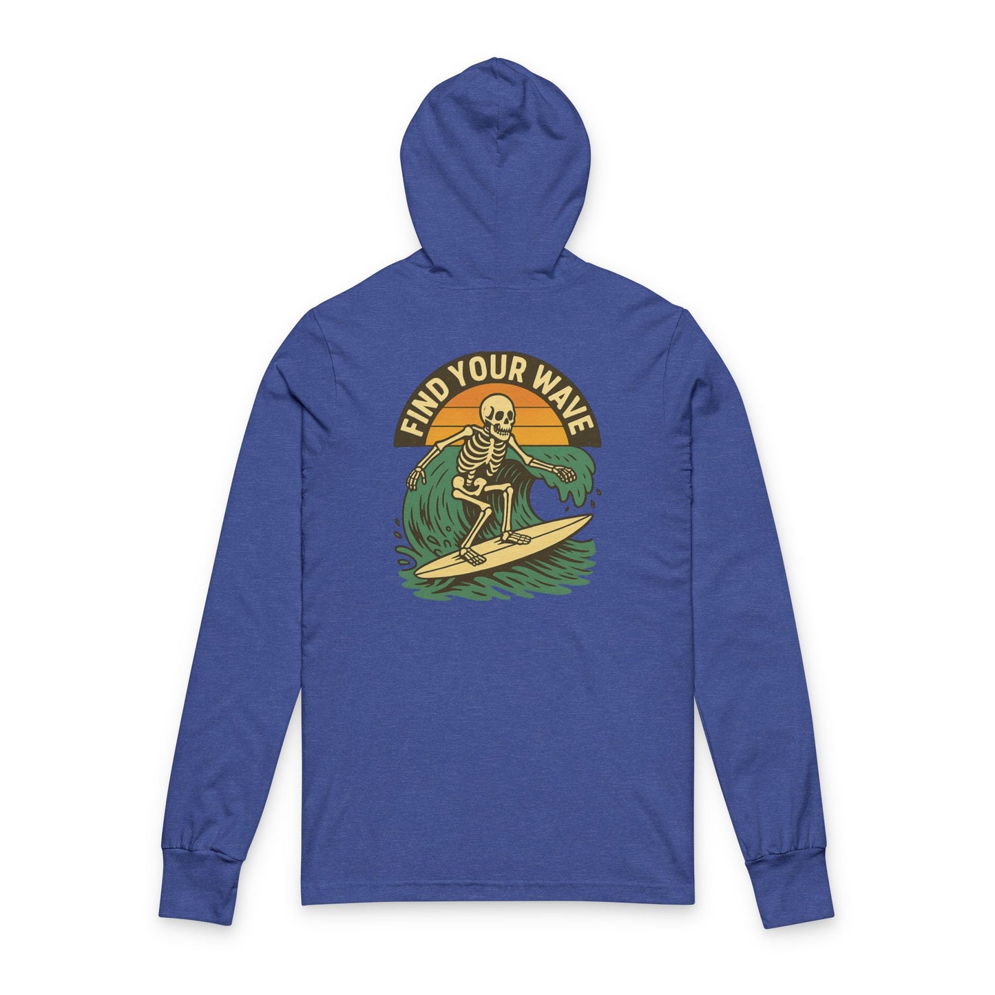 Find Your Wave Skeleton Surfing Unisex Hooded Long Sleeve Tee